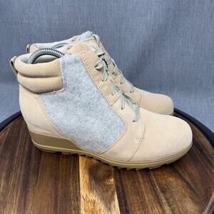 Sorel Evie Women's 9.5 Hidden Wedge Boots Tan NL4926-209 Waterproof